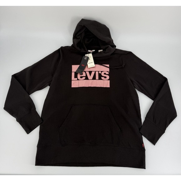 Levi's Tops - Levi's Womens Metallic Logo-Print Graphic Pullover Hoodie Black S